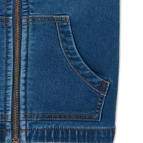 NWT Wonder Nation Toddler Boy Stretch Knit Denim Jacket, Medium Wash - Picture 3 of 3